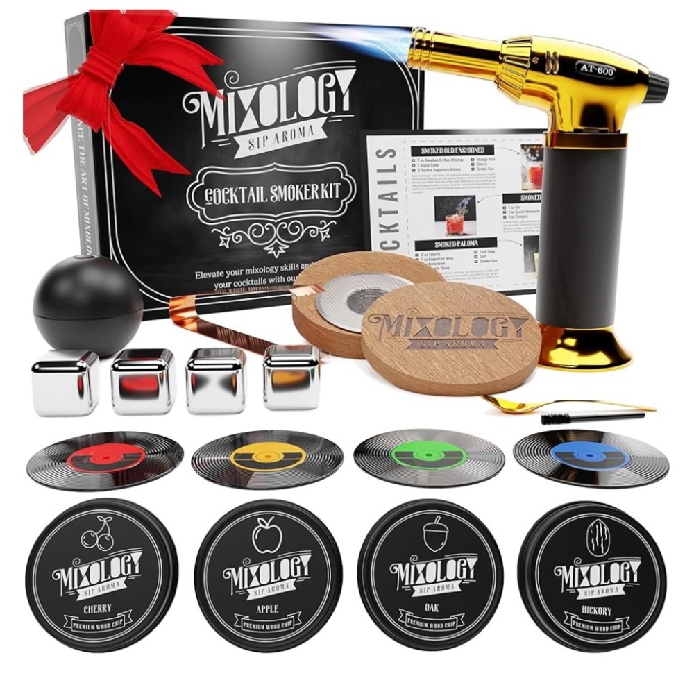 Mixology Sip Aroma Cocktail Smoker Kit New Vintage Signature Drink Black Gold OS